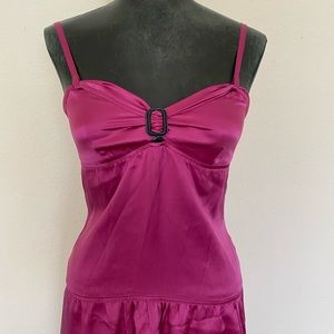 BURBERRY Silk Spaghetti Strap Drop Waist Slip Dress